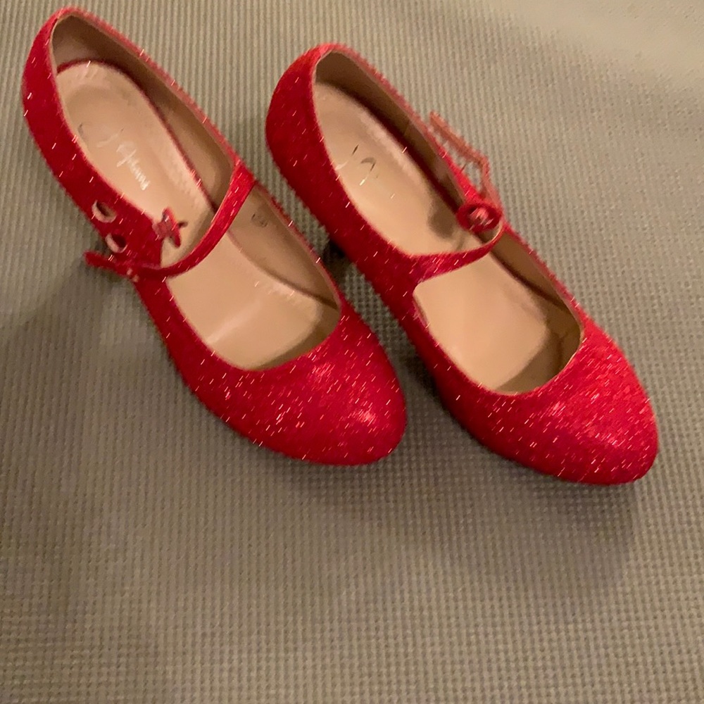 Red sparkle heels